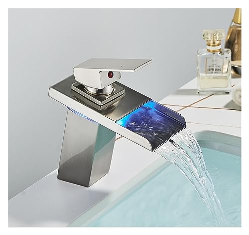 Grifo de lavabo cascada QYYZTQY que evita quemaduras gracias al indicador LED de temperatura