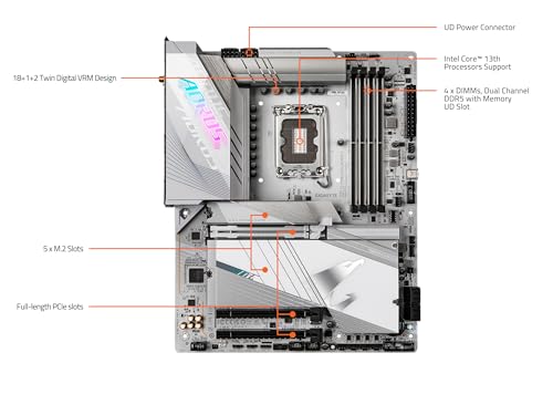 Image of GIGABYTE Z790 AORUS PRO X LGA 1700 ATX Motherboard, Support Intel Core 14th /13th /12th Gen, DDR5, 18+1+2 Power Phase, 5X M.2, PCIe 5.0, USB-C 3.2, WIFI7, 5GbE LAN, Q-Flash Plus, EZ-Latch, RGB Fusion