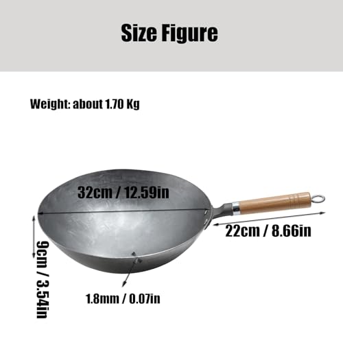 Wok tradicional de acero al carbono 32 cm miniatura 2