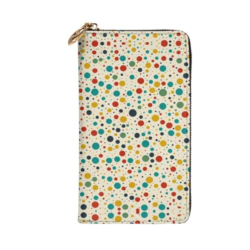 Women's Long Cash Wallet, PU Leather Elegant Clutch Change Purses with Zipper, Travel, Gifts (Retro Modern Print)2