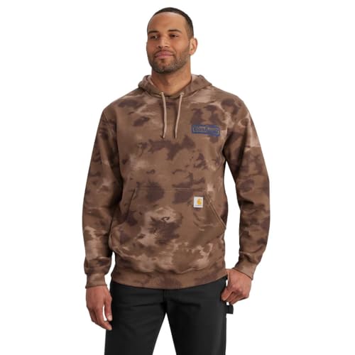 Carhartt Men's Loose Fit Midweight Watercolor Camo Graphic Sweatshirt, Soft Sepia Cloud Camo, Large