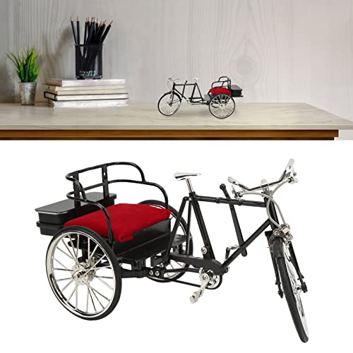 Retro Ciclo Rickshaw Modelo Ornamento Decoração Brinquedo Presente Bicicleta Modelo Montagem Pratele