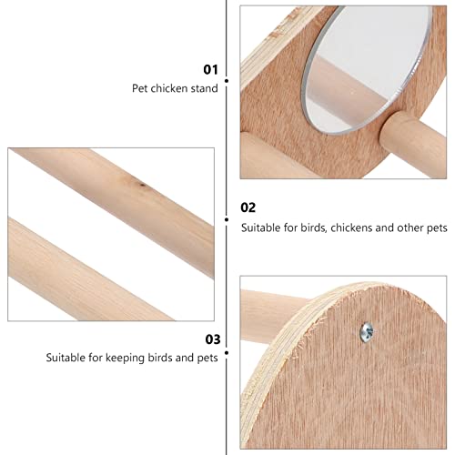 POPETPOP Wood Chicken Perch with Mirror Roosting Bar Training Perch Standing Stick Rack Fun Toys for Coop and Brooder Bird Hens Parrots Macaw - Thumbnail 6