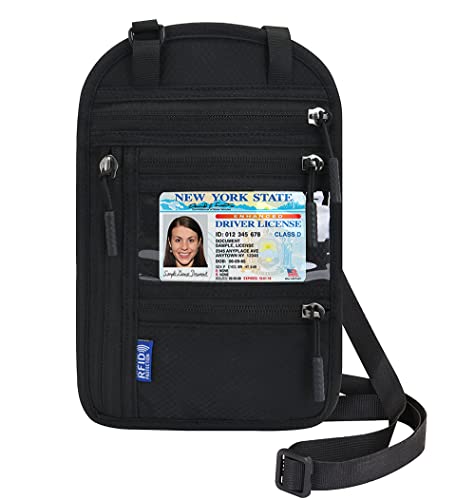 Image of Neck Wallet Lightweight RFID Blocking Waterproof Travel Pouch Passport Wallets for Women Men