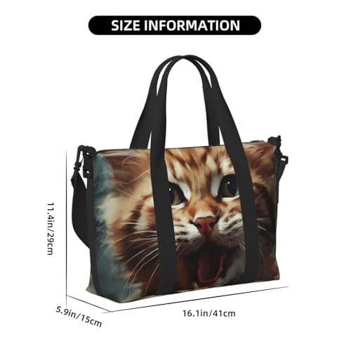 Kitten Opens Its Mouth Duffle Bag for Men Women Gym Bag with Shoes Compartment Travel Bags Lightweight Overnight Bags2
