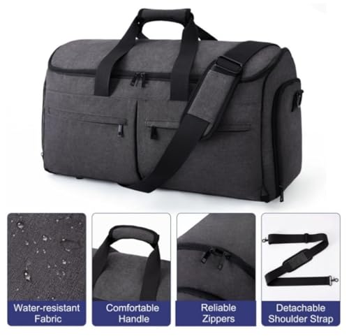 Habrur Duffel Bag Convertible Garment Bags for Travel with Shoes Compartment,2 in 1 Garment Duffle Bag Overnight Bag Travel (Color : A, Size : 22.1 * 10.2 * 12.9in)4