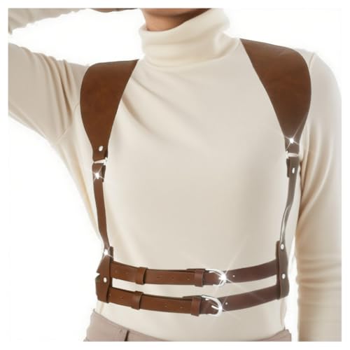 COSYDAYS Leather Harness Belt Brown Body Harness for Women and Men