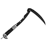 FU-GLBY All-Black Sharp Edge Folding Scythe with Wooden Handle - Two Section Safety Sickle Knife for Grass Scythe and Grass Sickle, Foldable Garden Tool with Sheath