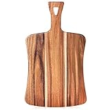 Acacia Wood Cutting Board with Handle for kitchen- EVNSIX Wooden Chopping Board Countertop for Meat,