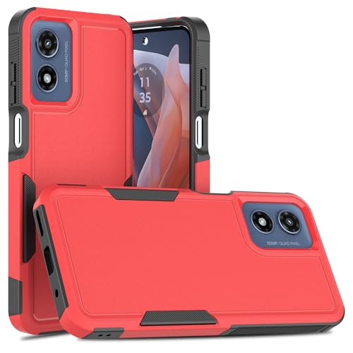 Designed for Motorola Moto G Play 2024 Case 2 in 1 Military Grade Drop Heavy Duty Rugged Shockproof Protective Cover Case for Moto G Play 2024 Phone Case (Red)