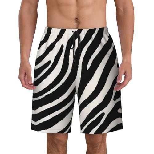 Zebra Animal Beach Short for Men Polyester Peach Skin Quick-Drying Trunks Pool Swimwear S-3xl
