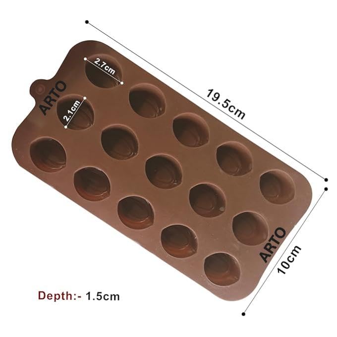 Image of ARTO Realistic Almond Shape Silicone Chocolate Mould, 15 Cavity | Deep Non-Stick Tray for DIY Dry Fruit Chocolates | Perfect for Sugar-Free, Keto & Festival Gifts (1 Piece)