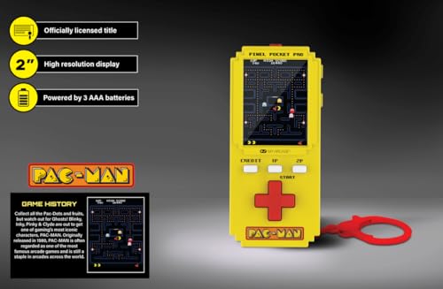 Image of My Arcade Pac-Man Pixel Pocket Pro: Pac-Man Video Game, Portable Keychain Arcade, Retro Gaming, Pacman Toys