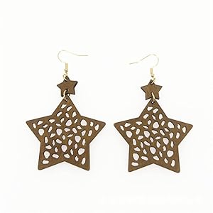 3pair wooden eaarrings for womenfall boho vintage western drop dangle round star heart hollow earrings statement lightweight jewelry  urban country home decor