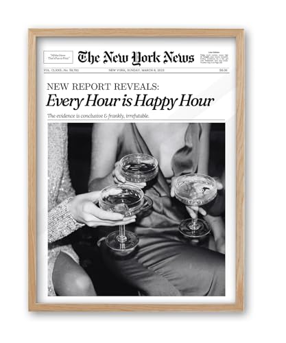 iHery Every Hour is Happy Hour Framed Trendy NewsPaper Wall