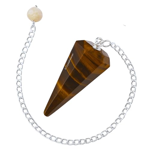 Image of Tiger Eye Pendulum Dowsing Tool - Natural Crystal Pendulum for Spiritual Guidance - Premium Dowser Pendulum for Accurate Divination and Energy Healing - Perfect for Energy Healing and Chakra Balancing - Handcrafted with Precision and Elegance