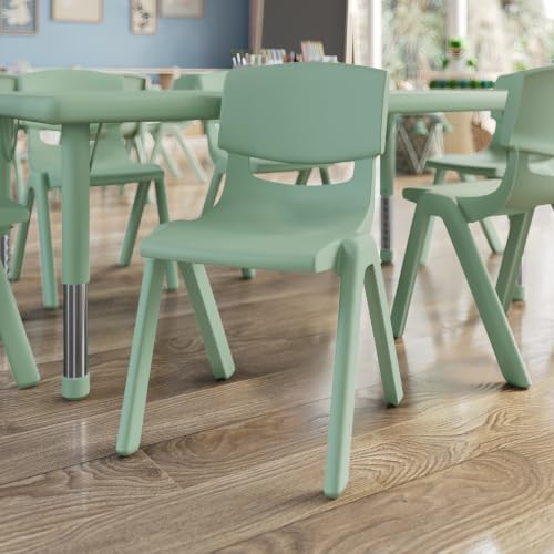 Image of Flash Furniture Stackable Plastic School Chair, Sage, Set of 2