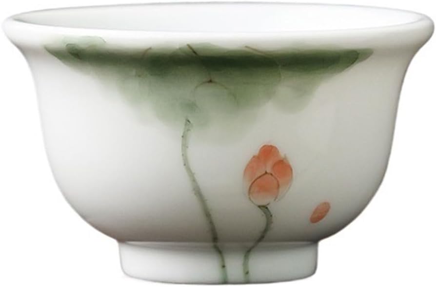 GSOUL Kungfu Tea cup Kitchen Exquisite Ceramic Personal Chinese Kung Fu Tea Cup Hand-painted Lotus Owner Single Small Tea Cups