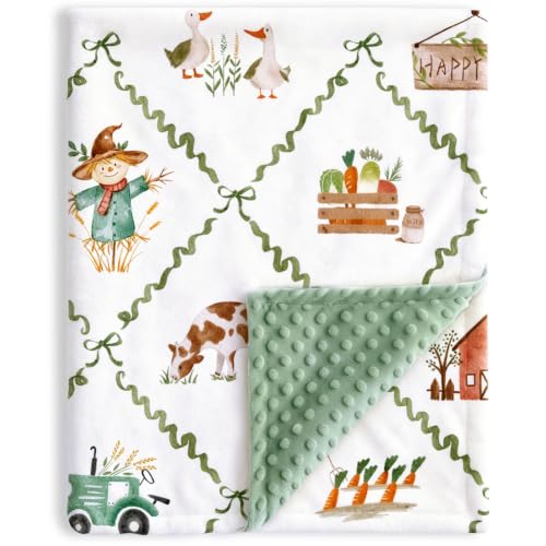 HOMRITAR Cow Baby Blanket for Boys Girls with Double Layer Dotted Backing