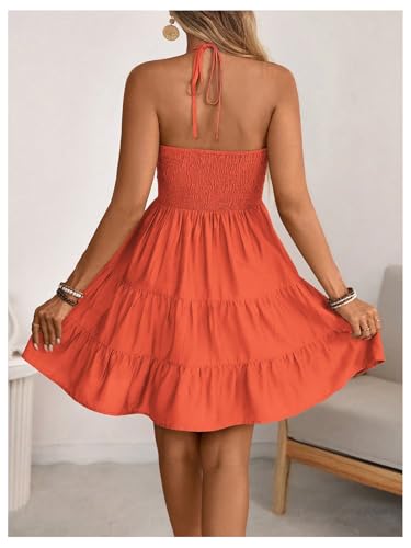 Image of SOLY HUX Women's Summer Mini Dress Halter Backless Flowy Cami Sundress