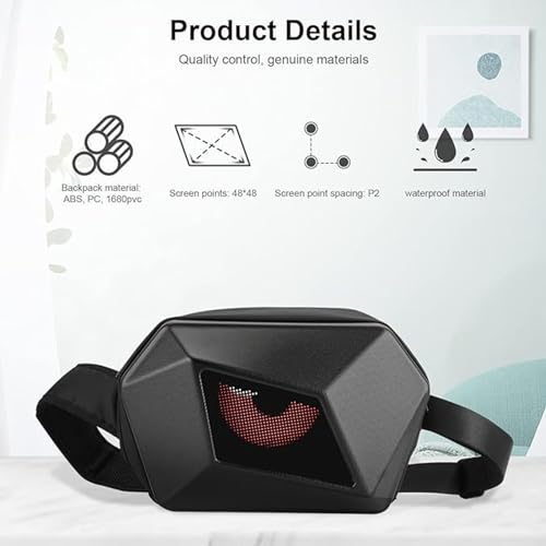 Image of REDHORNS LED Knight Crossbody Bag Motorcycle Riding Sling Bag | Hard Shell LED Programmable Screen Motorbike Biker Bag | Waterproof DIY Daypack for Travelling Camping Cycling Waist Bag