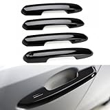 DLOVEG Upgraded Snap-on Door Handle Cover Compatible for 2019-2024 2025 Toyota Rav4 Accessories for Highlander 2020-2024 2025 No Adhesive Black Handle Protectors Glossy Black