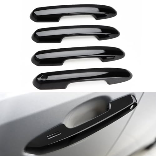 DLOVEG Upgraded Snap-on Door Handle Cover Compatible for 2019-2024 2025 Toyota Rav4 Accessories for Highlander 2020-2024 2025 No Adhesive Black Handle Protectors Glossy Black