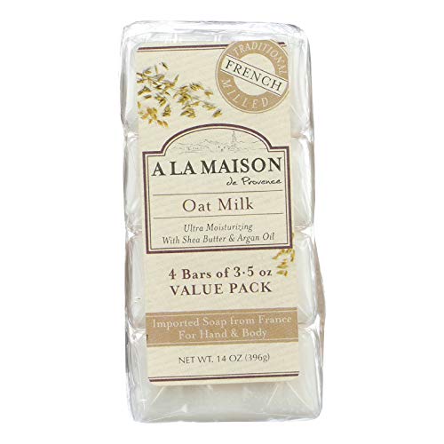 A LA MAISON Oat Milk Bar Soap - Triple French Milled Natural Moisturizing Hand Soap Bar (4 Bars of Soap, 3.5 oz)