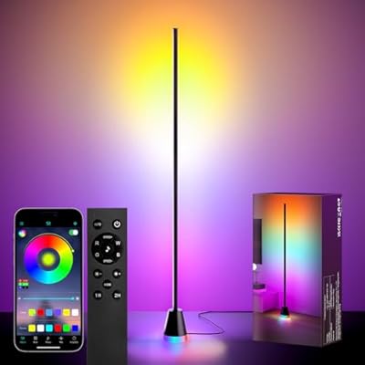 Torchlet Corner Lamp, Floor Lamp with App and Remote Control, RGB Corner Floor Lamp with 1600 Million DIY Colors, 213+ Sence Modes and Music Modes, Floor Lamps for Living Room, Bedroom