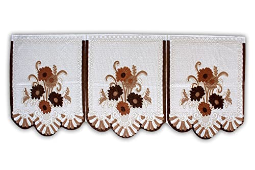Image of The Furnishing Tree Cotton Floral Knitted Pattern 10 Pieces 5 Seater Sofa Cover Set Coffee