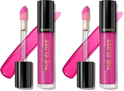 Image of Revlon Super Lustrous Lip Gloss, Non-Sticky, Hydrating, High Shine Finish, 232 Pink Obsessed, 0.13 oz (Pack of 2)