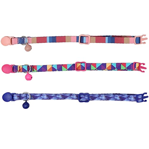 3 Pack Cat Collar With Bell Breakaway Nylon Adjustable Floral Flower Tribal For Girl Boy Cats Kitten #TOP1