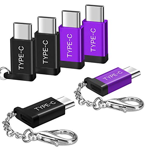 Micro USB to USB C Adapter (6 Packs),Type C Keychain Charger Connector for Samsung Galaxy A10E A20 A50 A51 A60 A70 A71 S20 Ultra S20+ 20 20+ Note 10,LG V50 V40 G9 Thinq,Moto Z4 Z3,Google Pixel 4a 4 XL