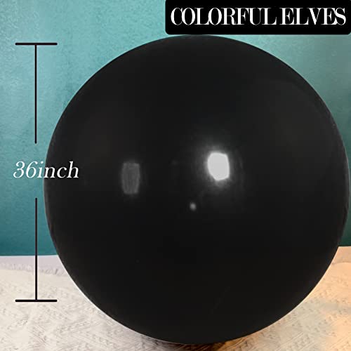 Image of Large Black Balloons 36 Inches 4 Pack Giant Jumbo Big Thicken Round Chrome Metallic Balloon for Birthday Party Decorations