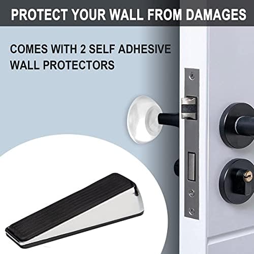Door Stop,NAUDILIFE (2 Pack)Heavy Duty Door Stop Wedge, Zinc Alloy and Rubber Fits Any Door, Any Floor, Comes with 2 Door Stoppers, Wall Protector