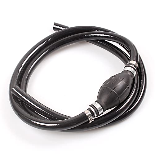 Fuel Line Assembly, 3/8 Inch Fuel Line Assembly with Primer Bulb, 6FT Nylon Braided Marine Fuel Hose Line Assembly with Primer Bulb for Marine Outboard Boat Motor RVs Tractors and Caravans