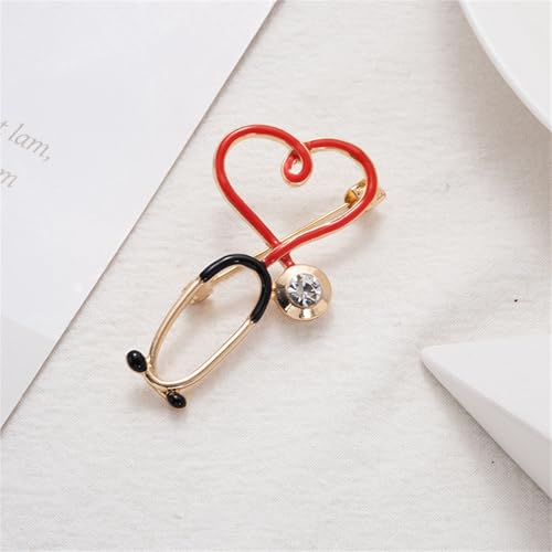 Image of coadipress Stethoscope Brooch Pins for Nurses Doctors Personality Enamel Nurse Medicine Stethoscope Heartbeat Brooches Backpack Clothing Fashion Accessories Jewelry