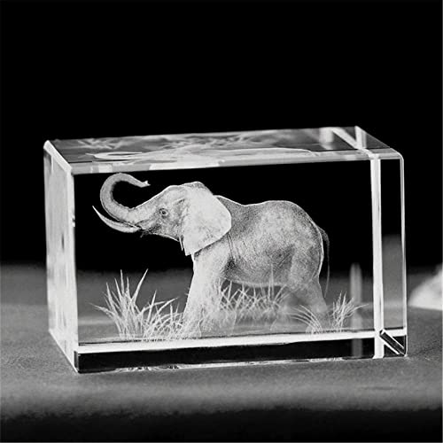 Elephant Gifts/3D Laser Etched Crystal Art Of Elephant Figurines Crystal Glass Cube Engraving For Home Decoration Birthday, Elephant Gifts For Women Girl Children Men (303040Mm) #TOP5