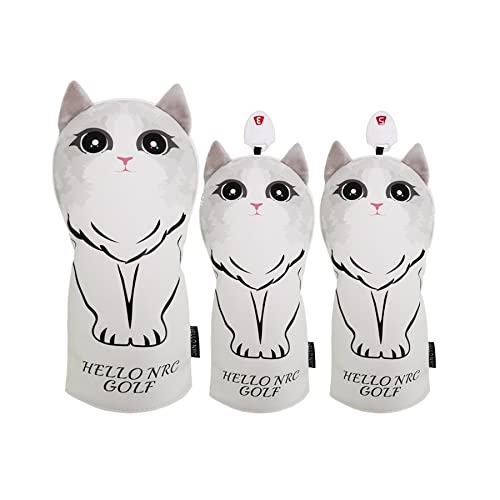 ゴルフカバー ヘッドカバー クラブセット ドライバー用カバー 440cc 460cc用カバー ウッド用カバー ユーティリティ用 UT用カバー 3点セット 4点セット 防水仕様 秋田犬 ハスキー ネコ コアラ サメ ライオン 蜘蛛