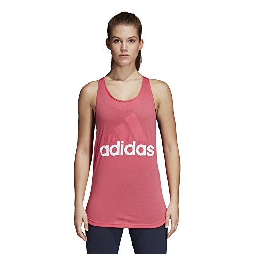 adidas Women's Essentials Linear Loose Tank Top Real Pink/White X-Small