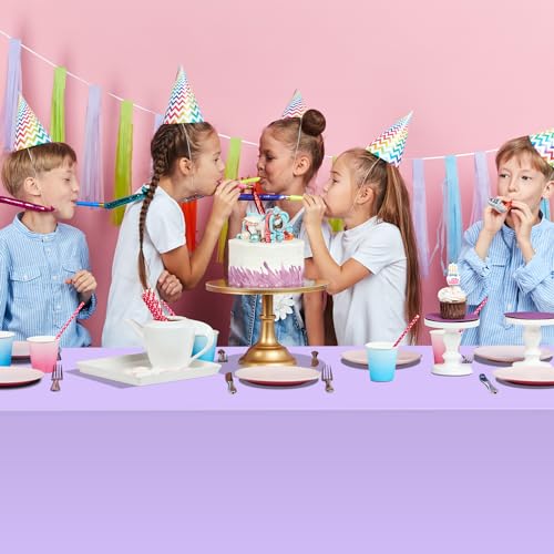 Image of 16 Pack Light Purple Plastic Tablecloth for Rectangle Tables, Premium Decorative Lavender Disposable Table Cloths for Parties, Rectangle Party Table Cover for Birthday Wedding Baby Shower, 54x108 Inch