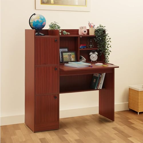 Image of Green Soul Nile Study Table| Writing and Computer Desk for Students, Adults, and Professionals | Engineered Wood | Safeli Brown|3 cabinets, 3 Shelves| 3 Year Warranty Installation Provided