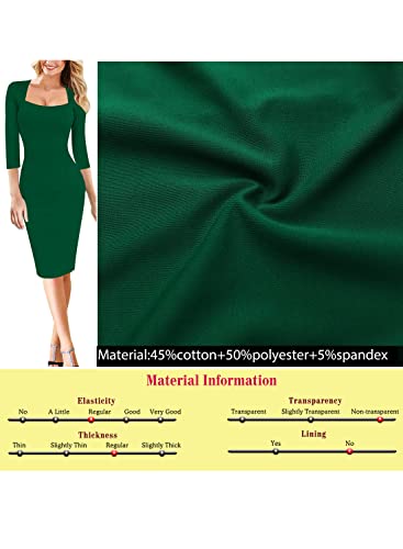 Image of VFSHOW Womens Vintage Square Neck Work Office Business Dress Elegant Casual Cocktail Party Church Bodycon Pencil Sheath Dress