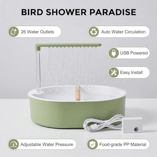 Baño para pájaros a prueba de salpicaduras con ducha automática USB 5