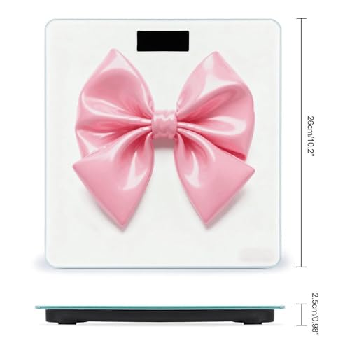 Báscula digital de baño Pink Bow, vidrio templado, pantalla LCD miniatura 2