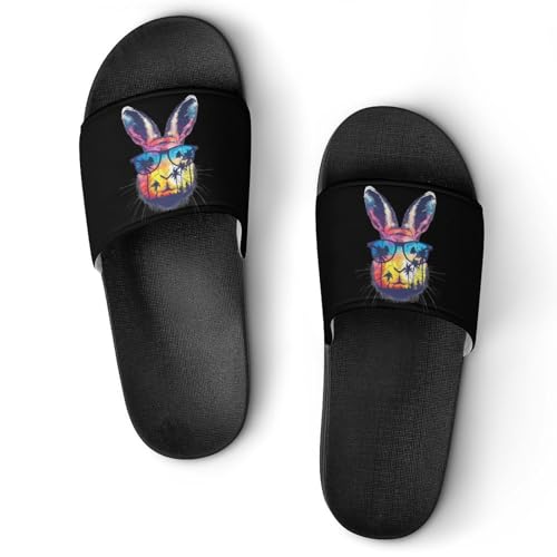Cute Bunny Rabbit Coconut Tree House Sandals Non-Slip Bathroom Slippers Beach Summer Shoes for Men Women