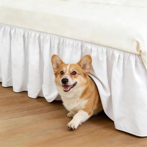 Faldón de cama elástico blanco cálido ajustable con caída de 38cm 3