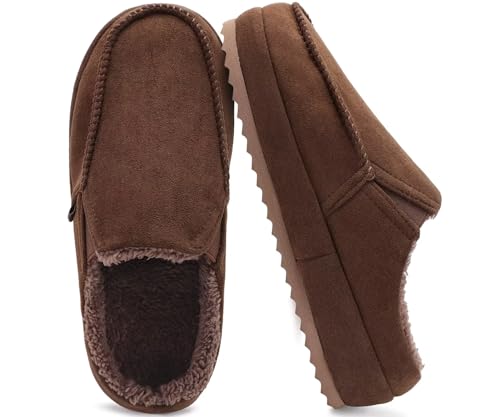 KuaiLu Womens Clog Slippers Cozy Suede Warm Plush Lined Arch Support Faux Fur House Ladies Bedroom Slippers Comfy Orthopedic Memory Foam Plantar Fasciitis Home Indoor Outdoor Shoes Brown US8.5