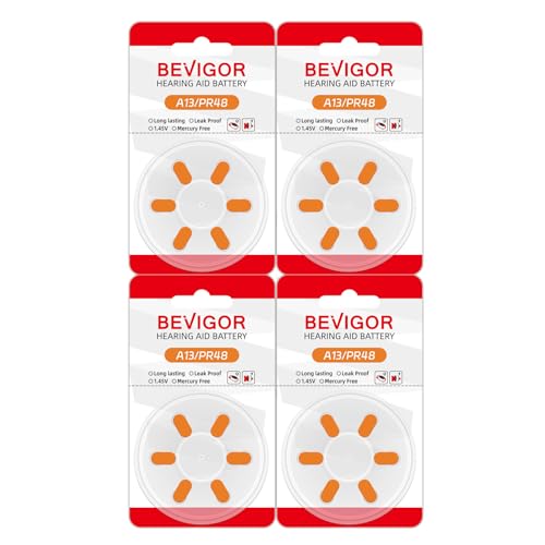 BEVIGOR Hearing Aid Batteries Size 13, Mercury Free (24 Coun