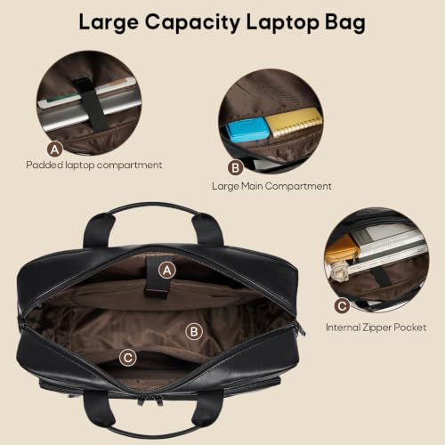 Image of RAINSMORE Messenger Bag for Men 16 inch Vintage PU Leather Laptop Briefcase